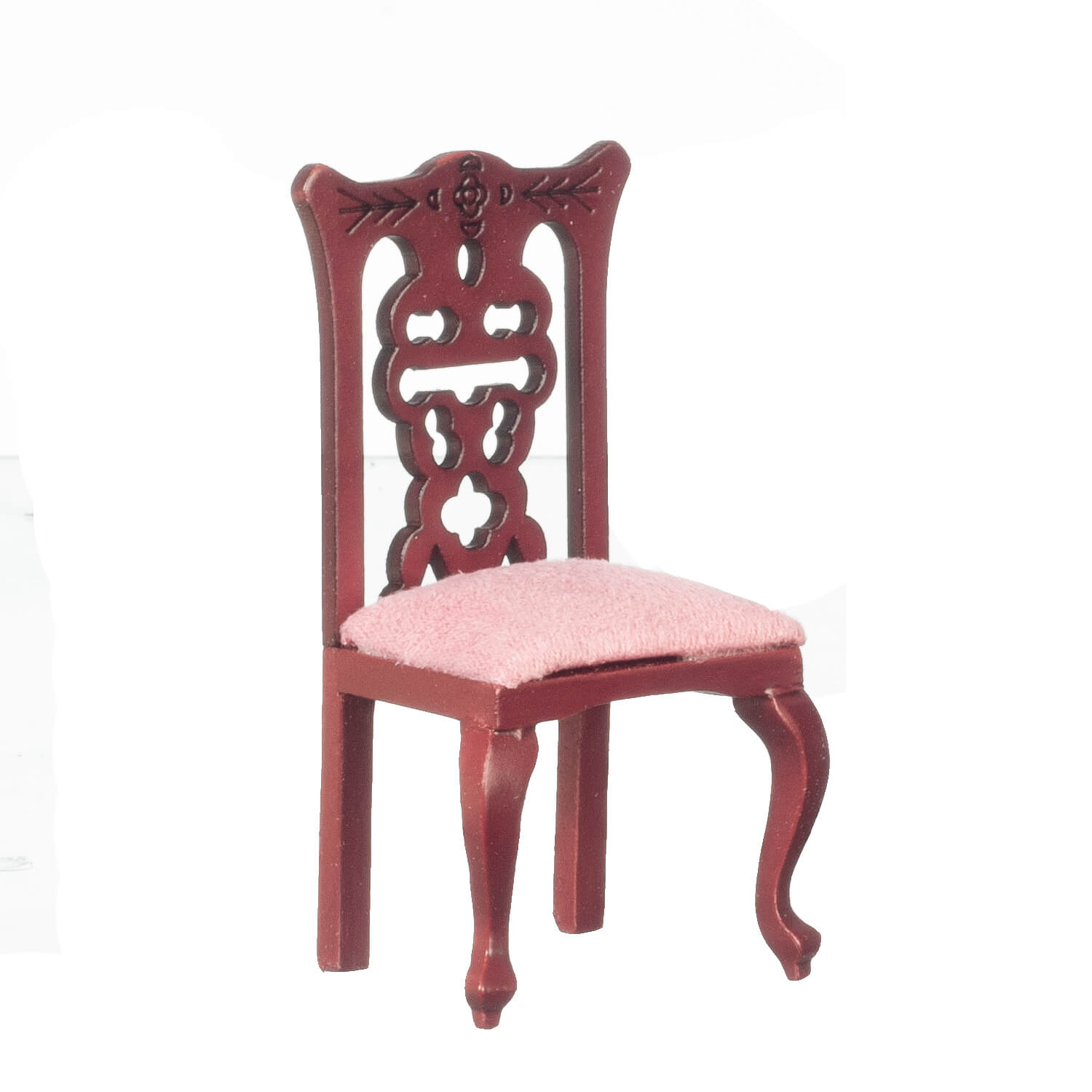 Fancy Salmon Upholstered Side Chair - Mahogany