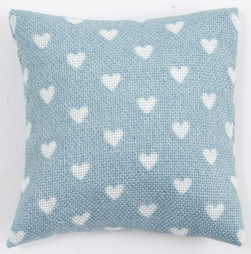 Throw Pillow - Light Blue w/ Hearts