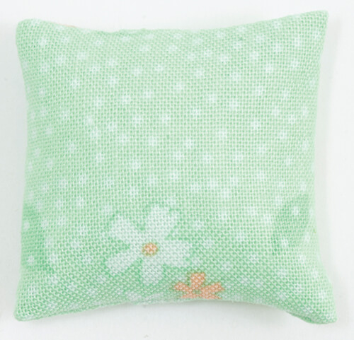 Throw Pillow - Mint Green w/ Flowers & Polka Dots