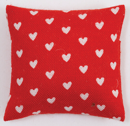 Throw Pillow - Red w/ Hearts