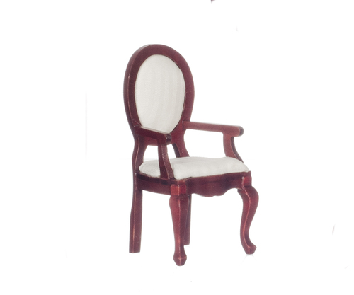 (image for) Ivory Stripe Mirrorback Armchair - Mahogany
