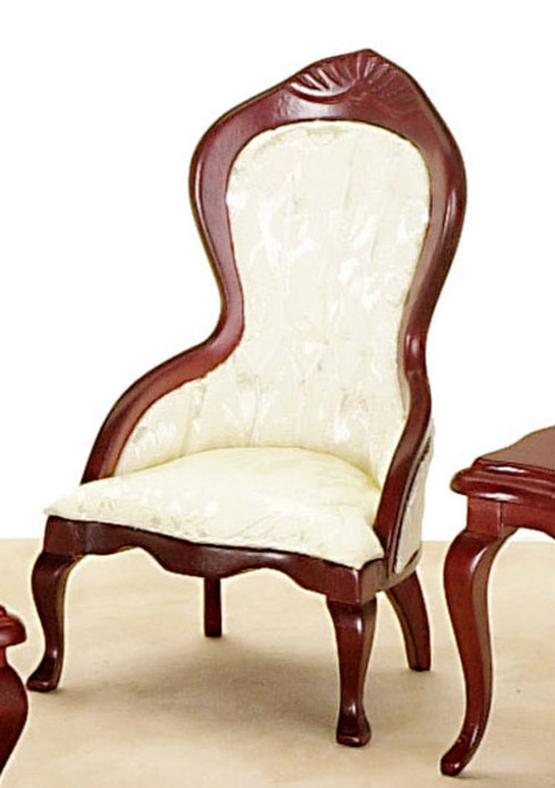 Victorian Ladys Chair w/ White Upholstery - Mahogany