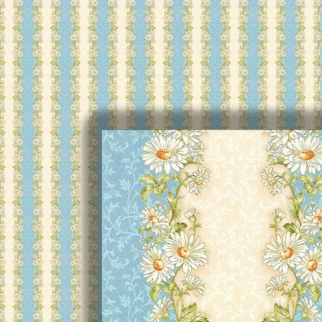 1/2in Scale Blue Daisey Wallpaper