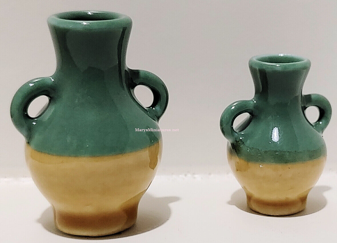 Ceramic Urns Vases Green 2pc