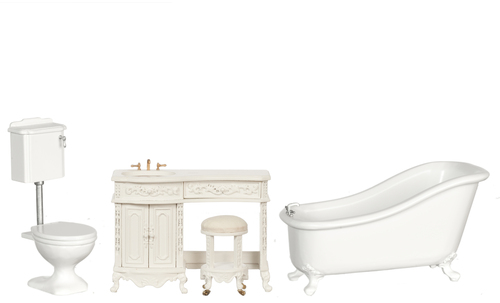 Avalon Victorian Bathroom Set - White - 3pc