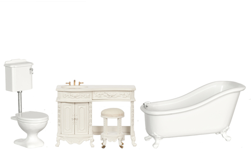 (image for) Avalon Victorian Bathroom Set - White - 3pc
