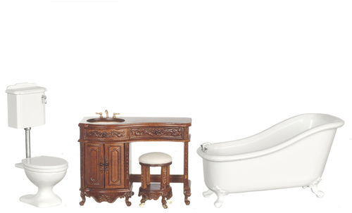 Avalon Victorian Bathroom Set - Walnut - 3pc