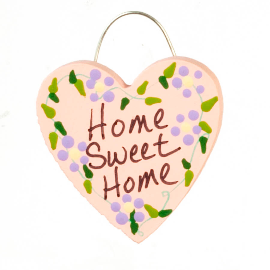 Home Sweet Home Heart Shaped Sign - Pink