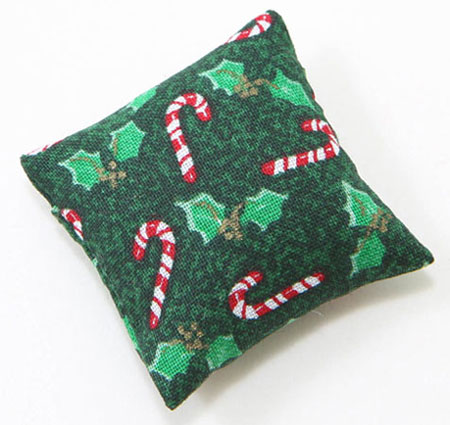 Green Candy Cane Patterned Throw Pillow