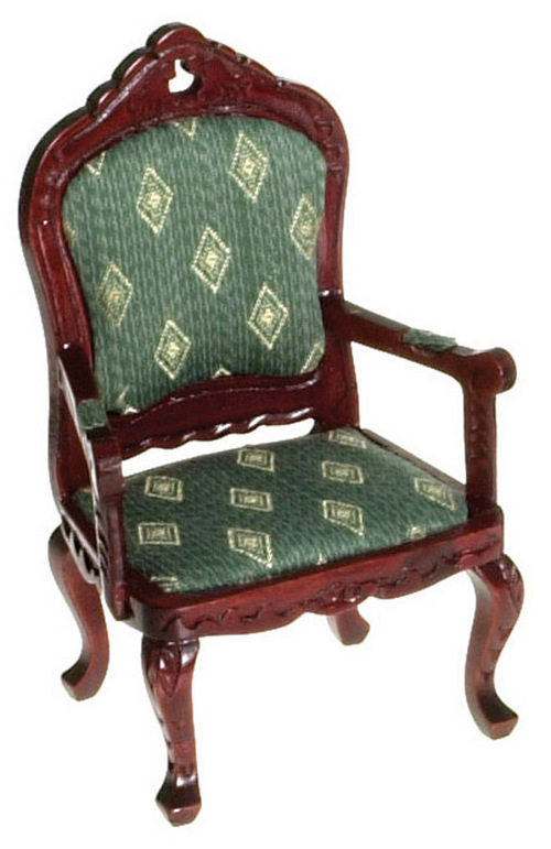 Victorian Fauteuil Chair Green Diamonds & Mahogany