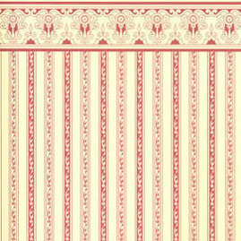 (image for) 1/2in Scale Wallpaper Burgundy Regency Stripe 3pc