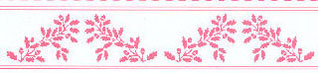 1/2 in Scale Wallpaper Border Acorns Pink on White 3pc