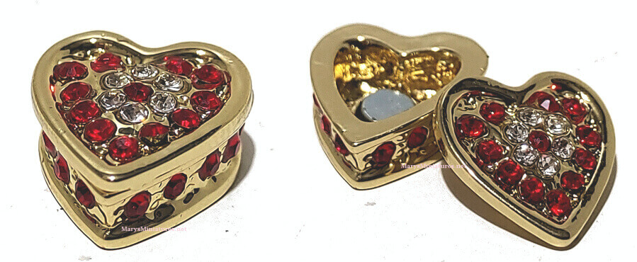 Jeweled Ruby & White Diamond Heart Jewelry Box