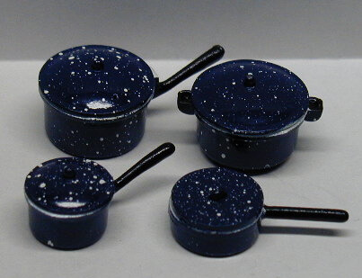Blue Spatterware Cookware Set w/ Lids 8pc
